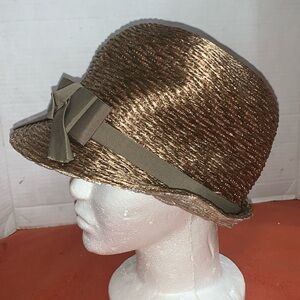 Vintage Neutral Straw Coronet Exclusive w/ large bow on front